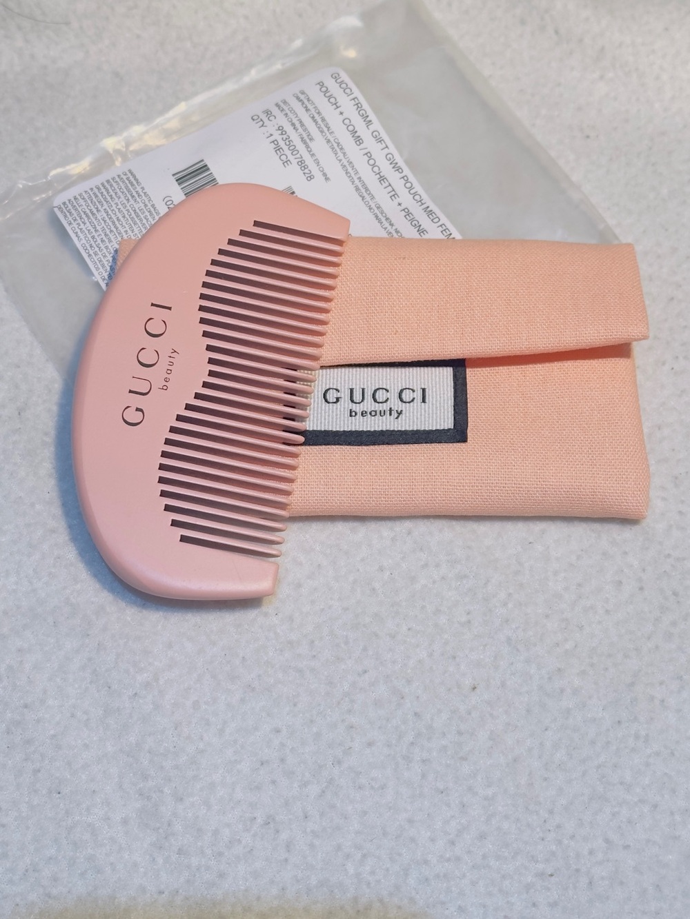Gucci Pink Pocket Comb with Matching Pouch